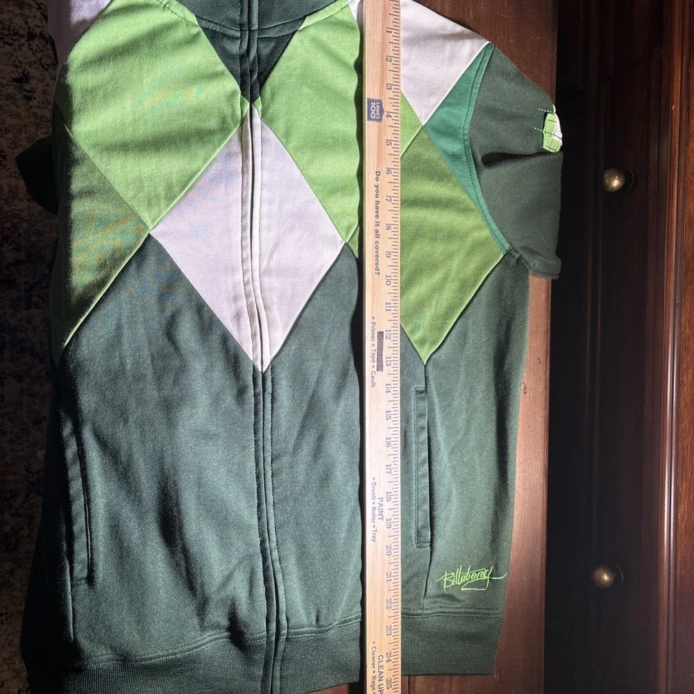 Billabong Nova Check Vintage Track Jacket Men's Large. Green Argyle.‎